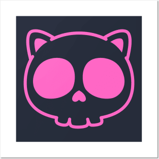 Cat Skull Pink Posters and Art